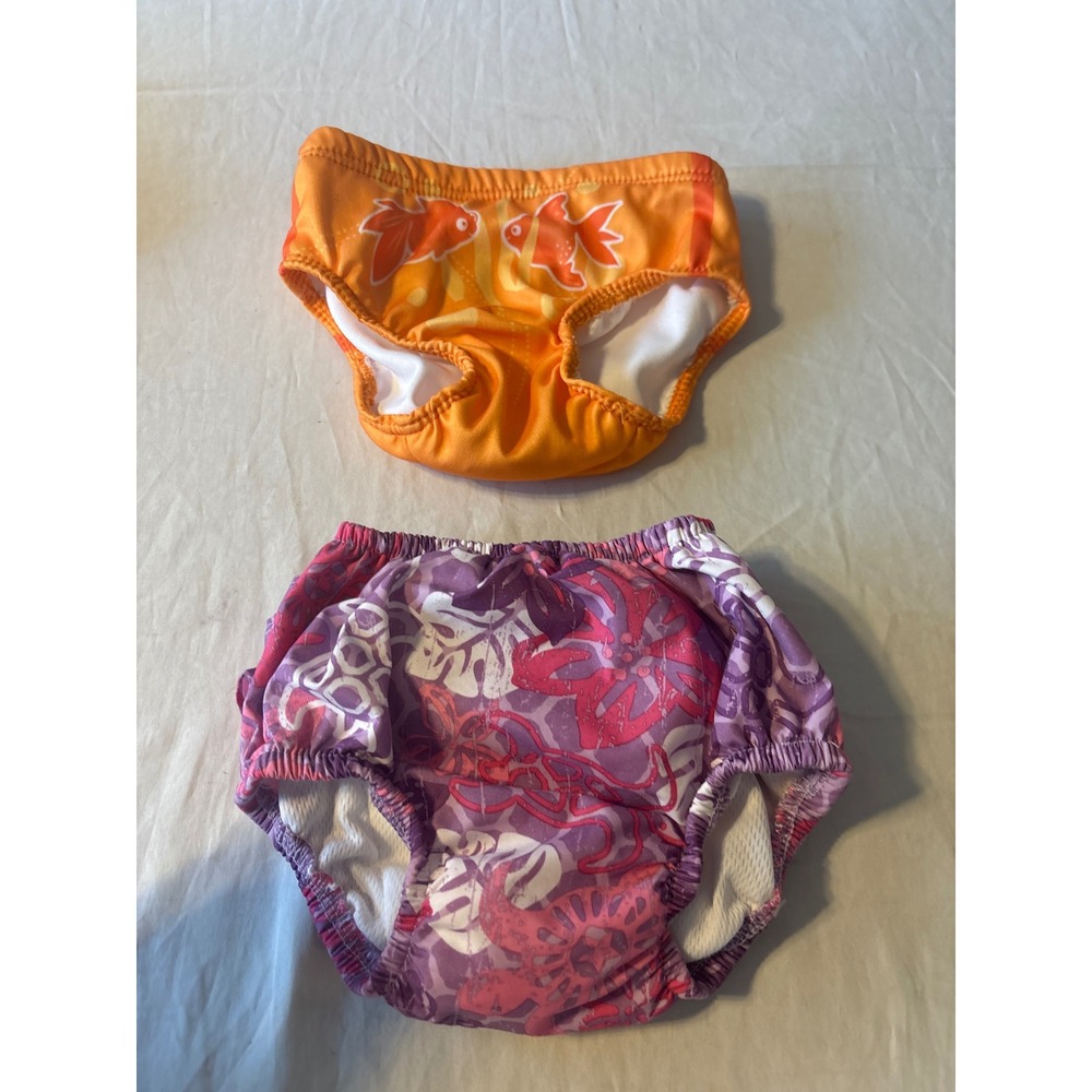 i play SwimWay Swim Diaper Bundle Baby 6-24M Orange Purple Excellent Ruffle Fish